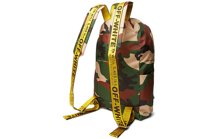 Рюкзак с наплечным ремнем из желтой предупреждающей ленты OFF-WHITE Унисекс Зеленый камуфляж — фото 4
