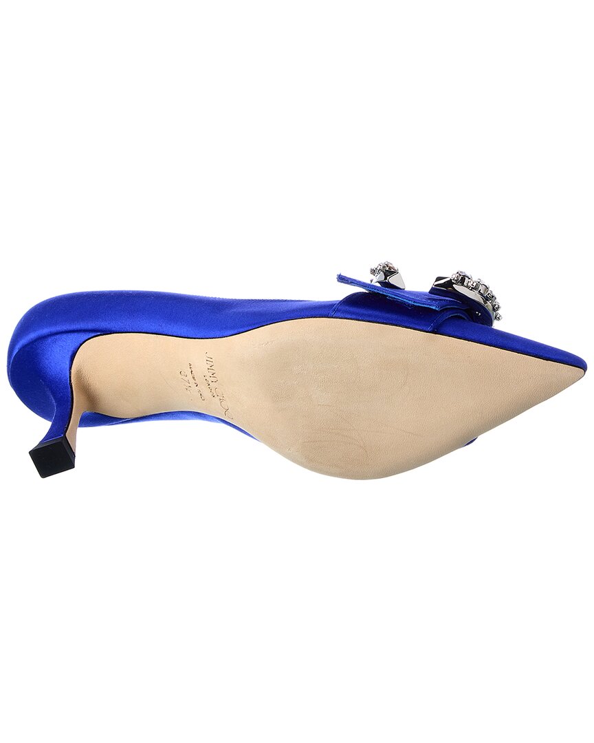Сатиновые туфли-лодочки Jimmy Choo Melva 70, синий — фото 4