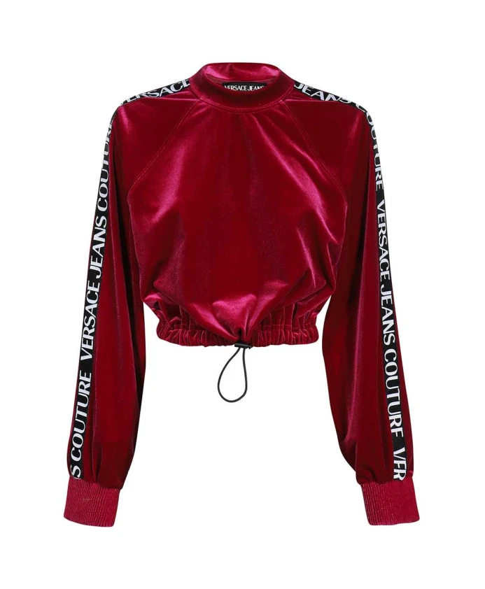 

Укороченная толстовка с полосками и логотипом Versace Jeans Couture, красный