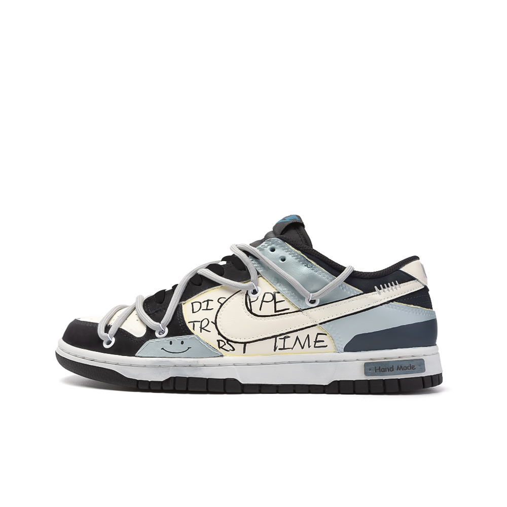 

Nike Детские кроссовки для скейтбординга Dunk White Blue Black с противоскользящим износостойким верхом и низким верхом для подростков