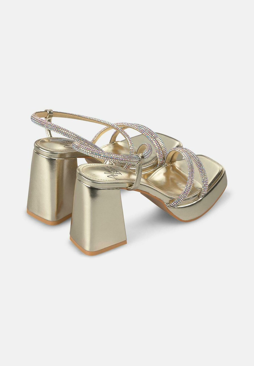 Сандалии CON TACÓN ANCHO PUNTERA CUADRADA Y CIERRE - High heeled sandals Alma Blue, золотой — фото 3
