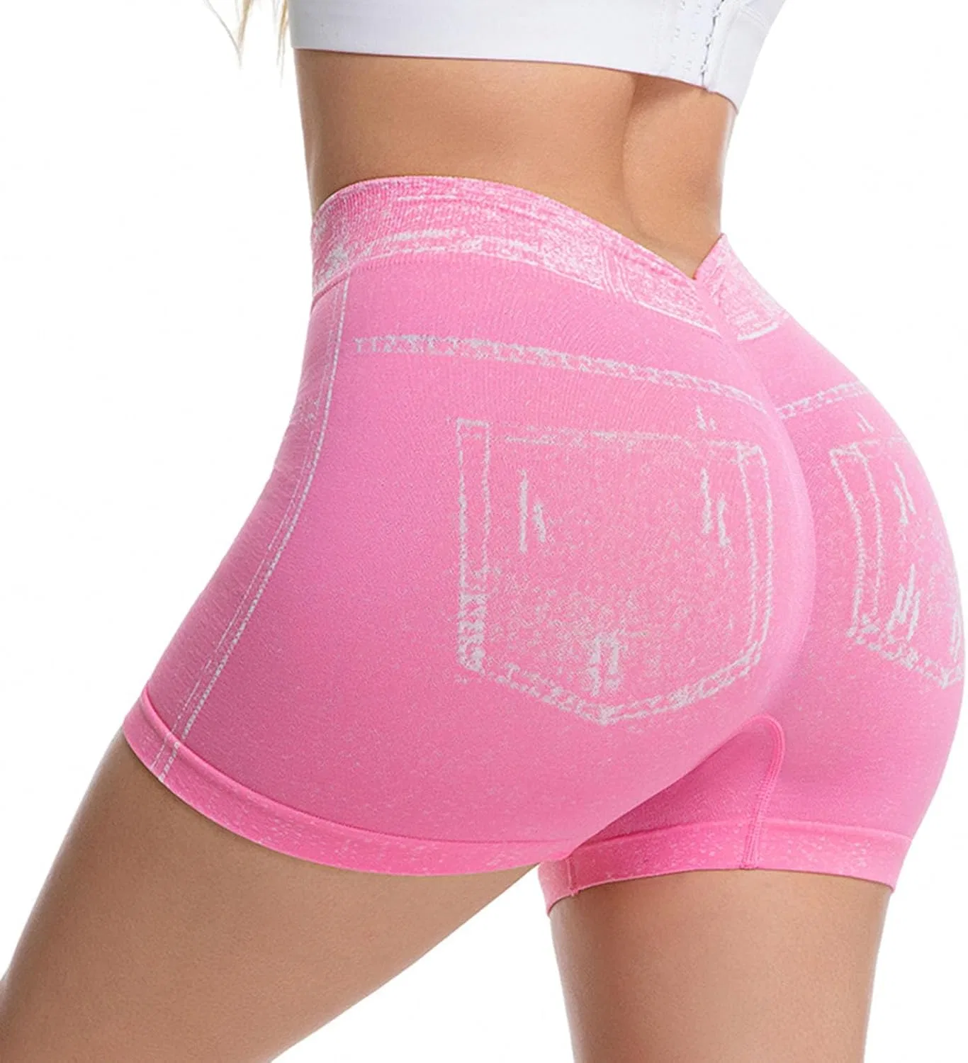 Шорты для активного отдыха, джинсовые леггинсы, Hot Pink, размерная сетка S-XXL