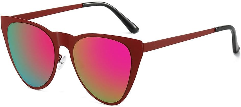 

Крупные солнцезащитные очки «кошачий глаз» для женщин в металлической оправе, модные зеркальные очки с защитой от УФ-излучения UV400, для мужчин и для занятий спортом на открытом воздухе, вождения, в винтажном стиле TKKTLLT, Red