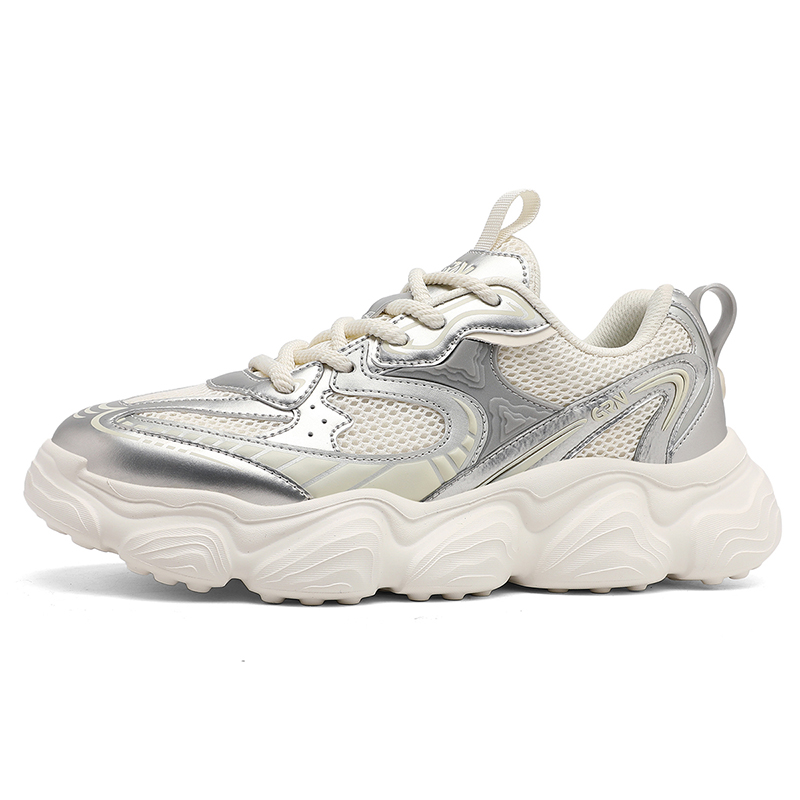 

Удобные нескользящие износостойкие кроссовки Unisex Low-Top Chunky K-bird, золотой бежевый