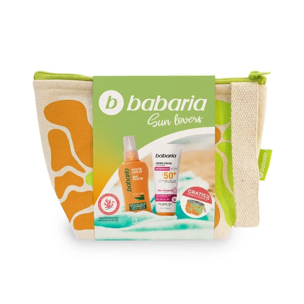 Солнцезащитный набор для лица SPF 50 Babaria, с алоэ вера, 100 мл, Flowers