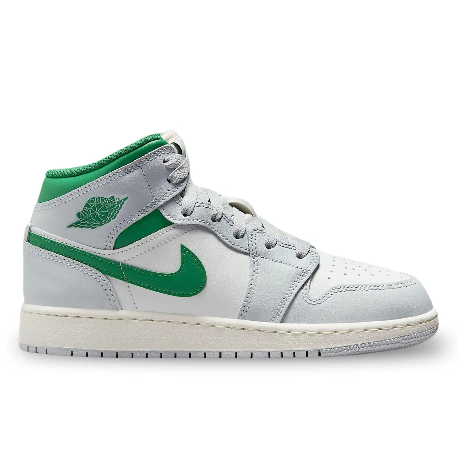 Детские кроссовки для мальчиков Air Jordan 1 Mid (Gs) NIKE, Bianco Verde Grigio — фото 2