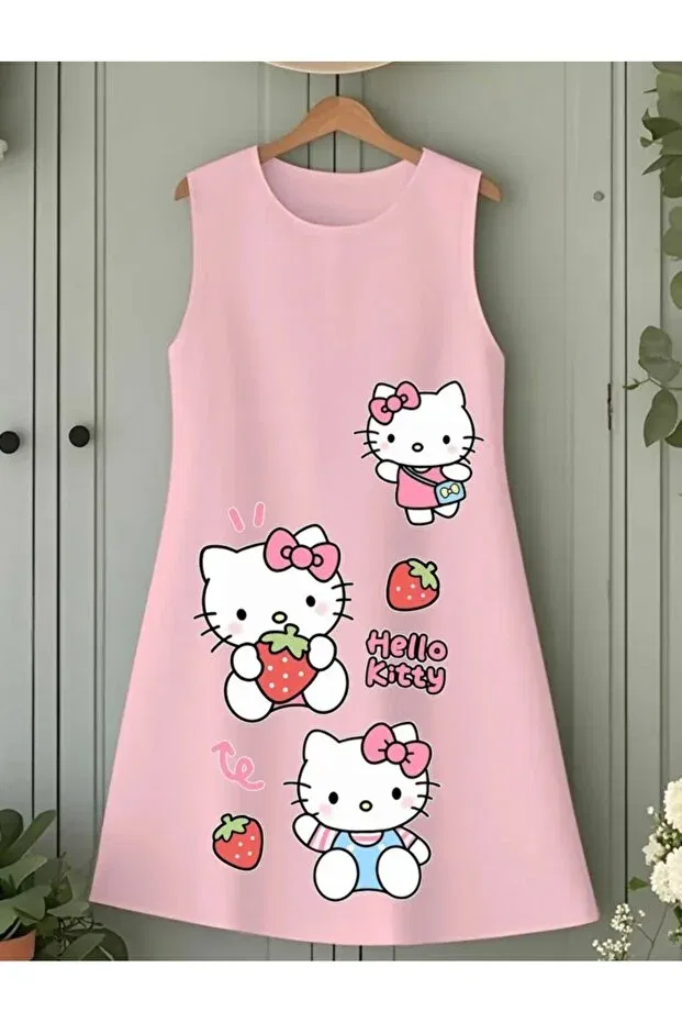 Детское платье для девочек с принтом New season strawberry cat printed special series Nigrum Pardus, Pink