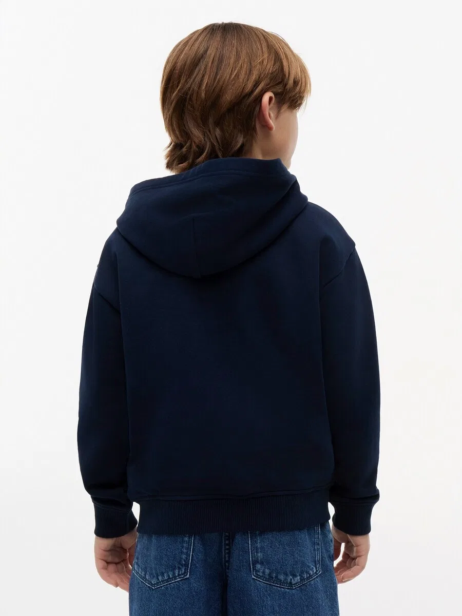 Худи на молнии TOMMY HILFIGER 'Tonal Flag Logo Zip-thru', цвет морской синий — фото 3
