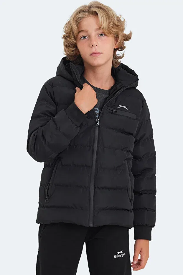 Детское пальто для девочек с капюшоном Slazenger, Black — фото 3