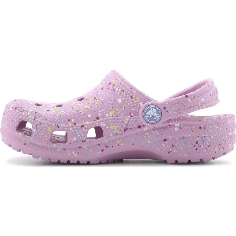 Детские классические сабо с графическим рисунком Crocs, Purple Multi — фото 3