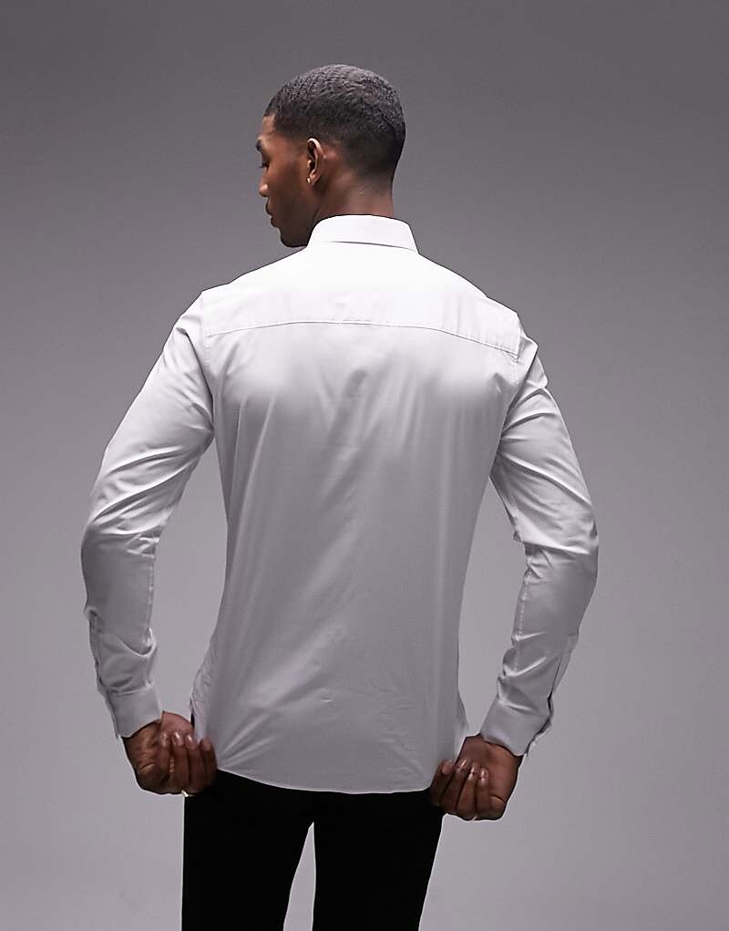 

Белая классическая эластичная рубашка с длинными рукавами Topman