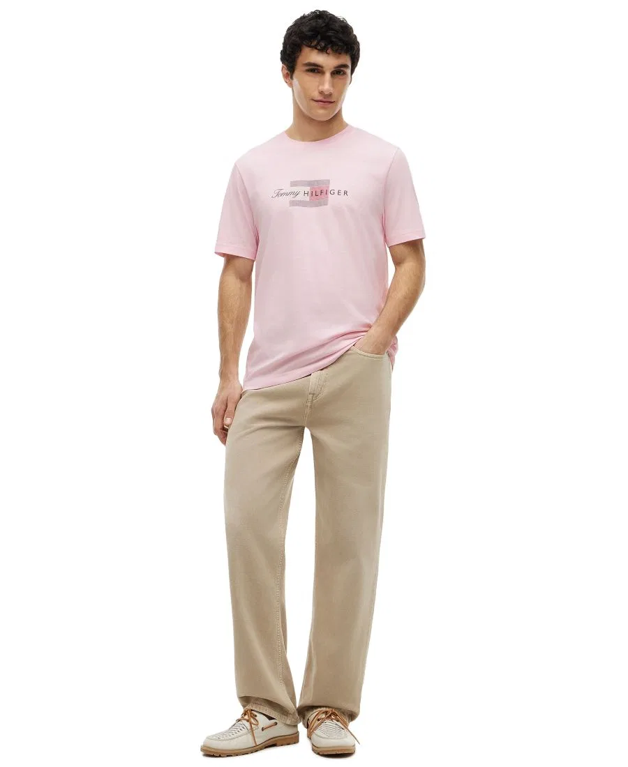 Футболка с принтом и флагом Script Flag Tommy Hilfiger, Pink Lily — фото 2