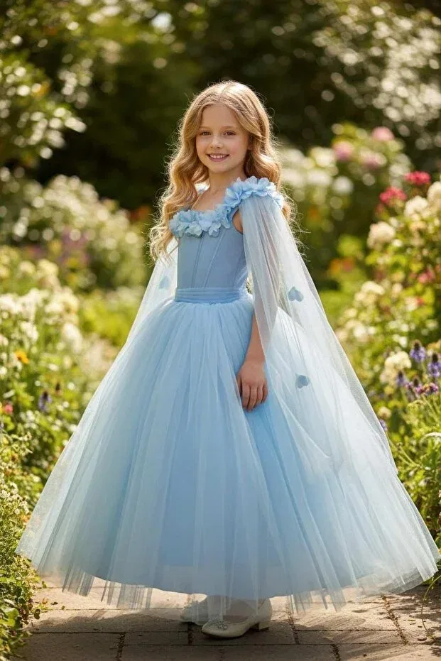 Детское платье для девочек с длинным рукавом Moona Kids, Blue