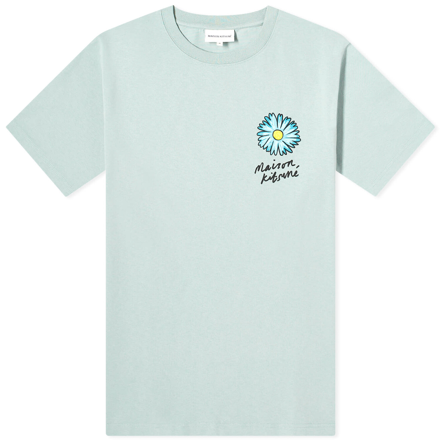 

Футболка Maison Kitsuné Floating Flower Comfort, светло-бирюзрвый