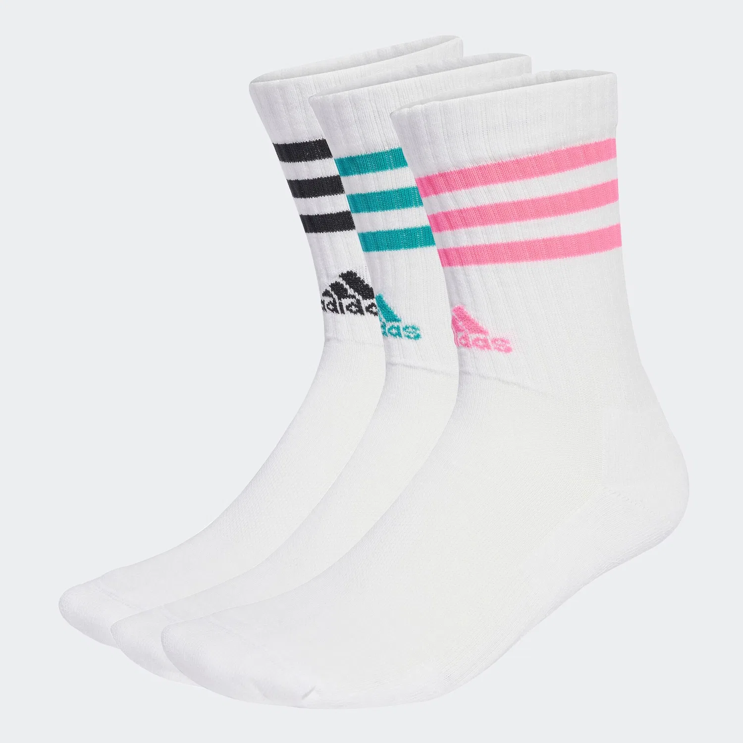 Мужские носки-гольфы с тремя полосками Adidas Performance, White / Pure Teal / Lucid Pink / Black