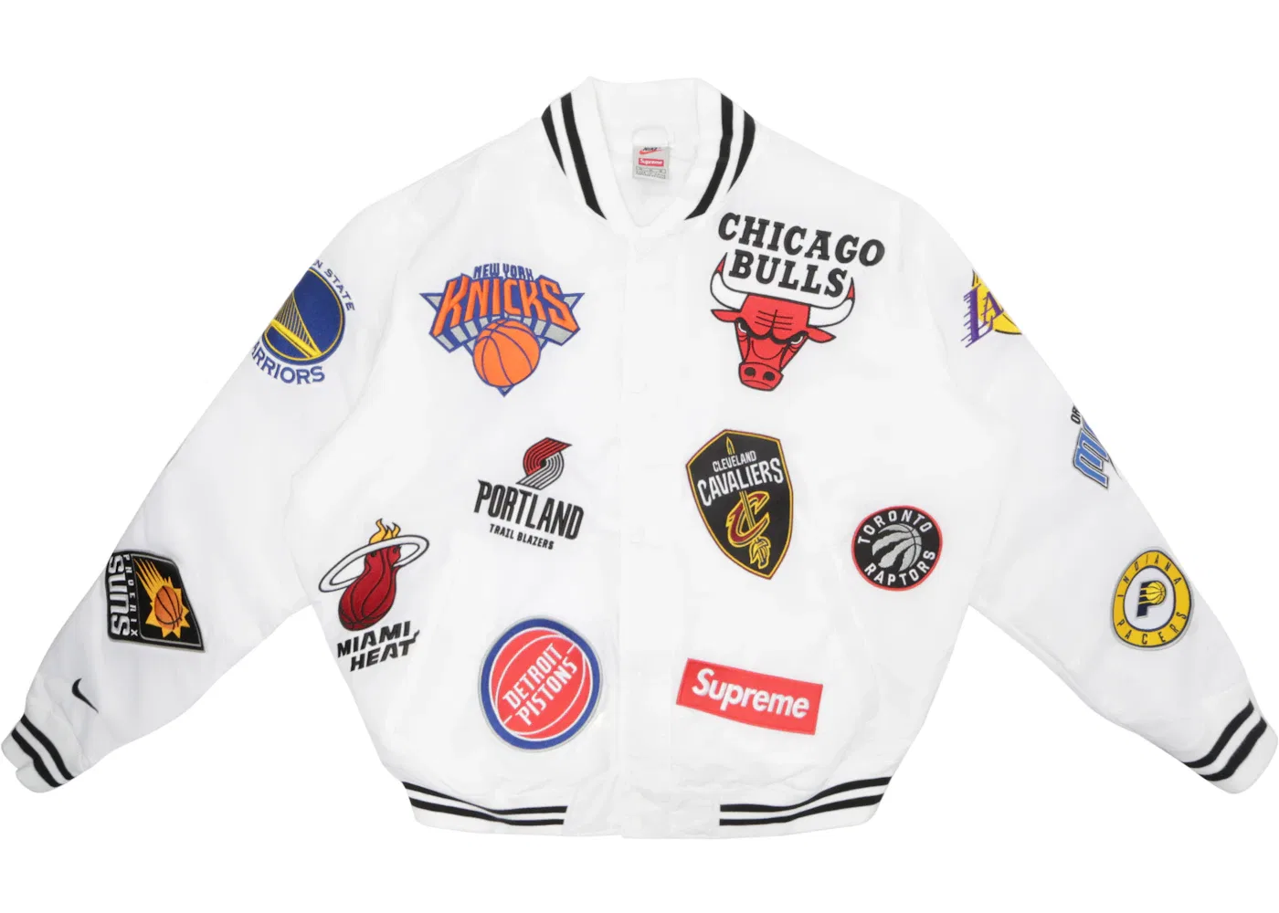 Мужская джинсовая куртка с принтом Supreme Nike/NBA Teams Warm-Up Jacket Supreme, White