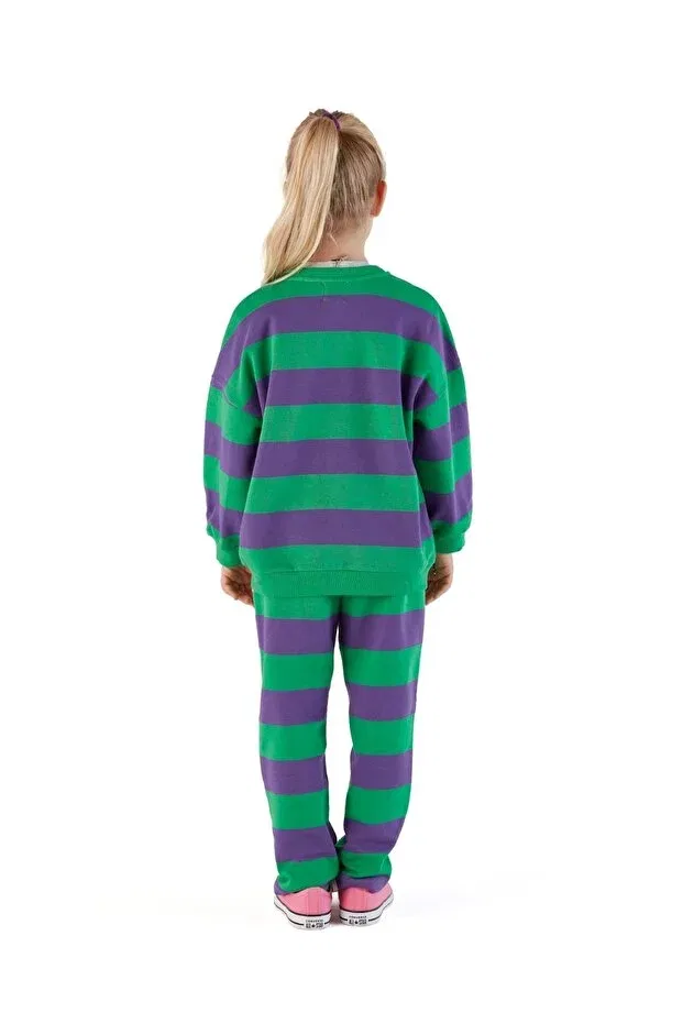 Детские свитшот для девочек в полоску Zoi Zebra, Purple-Green — фото 3