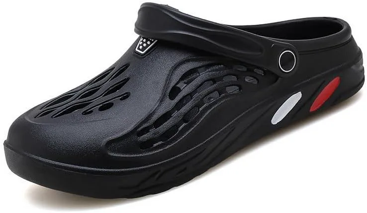 

Мужские сабо слипоны для сада, легкие нескользящие сандалии, тапочки, дышащие водонепроницаемые удобные прогулочные обувь DHOVOR, черный