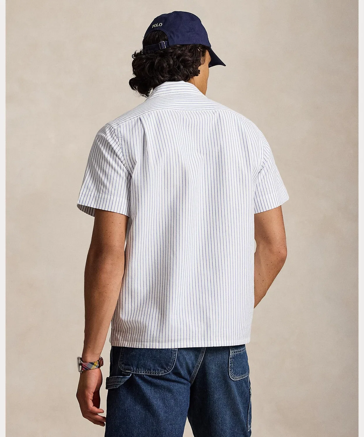 Мужская классическая рубашка с полосками Oxford Camp Polo Ralph Lauren, Белый — фото 4