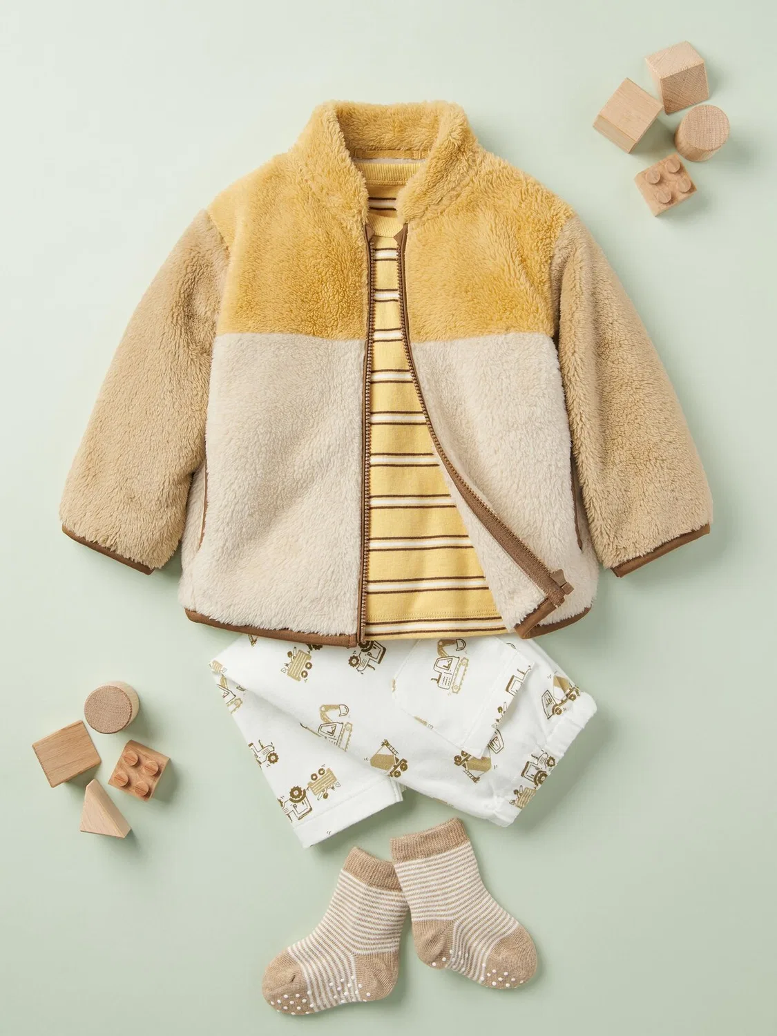 Куртка Uniqlo, меховая флисовая на молнии, желтый — фото 3