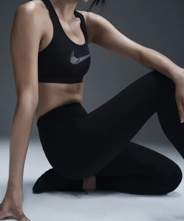 Леггинсы для бега Dri-FIT One Seamless Front High-Waist Full-Length Nike, черный — фото 4