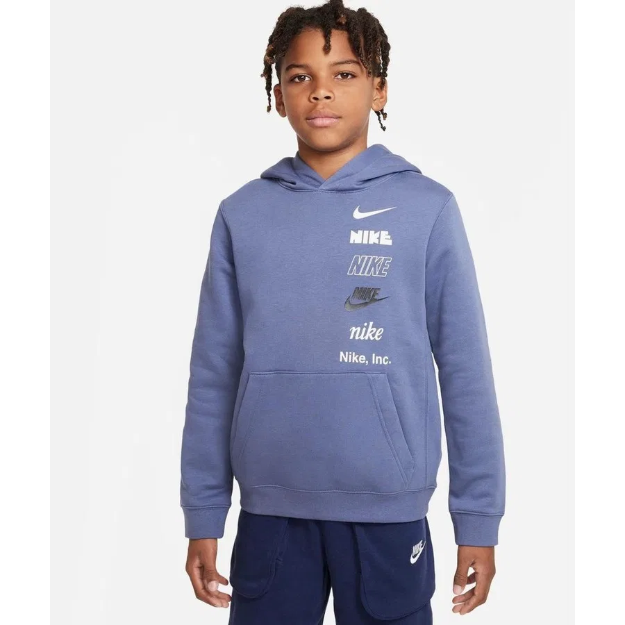 Детский худи из футера с капюшоном Nike Sportswear, Синий