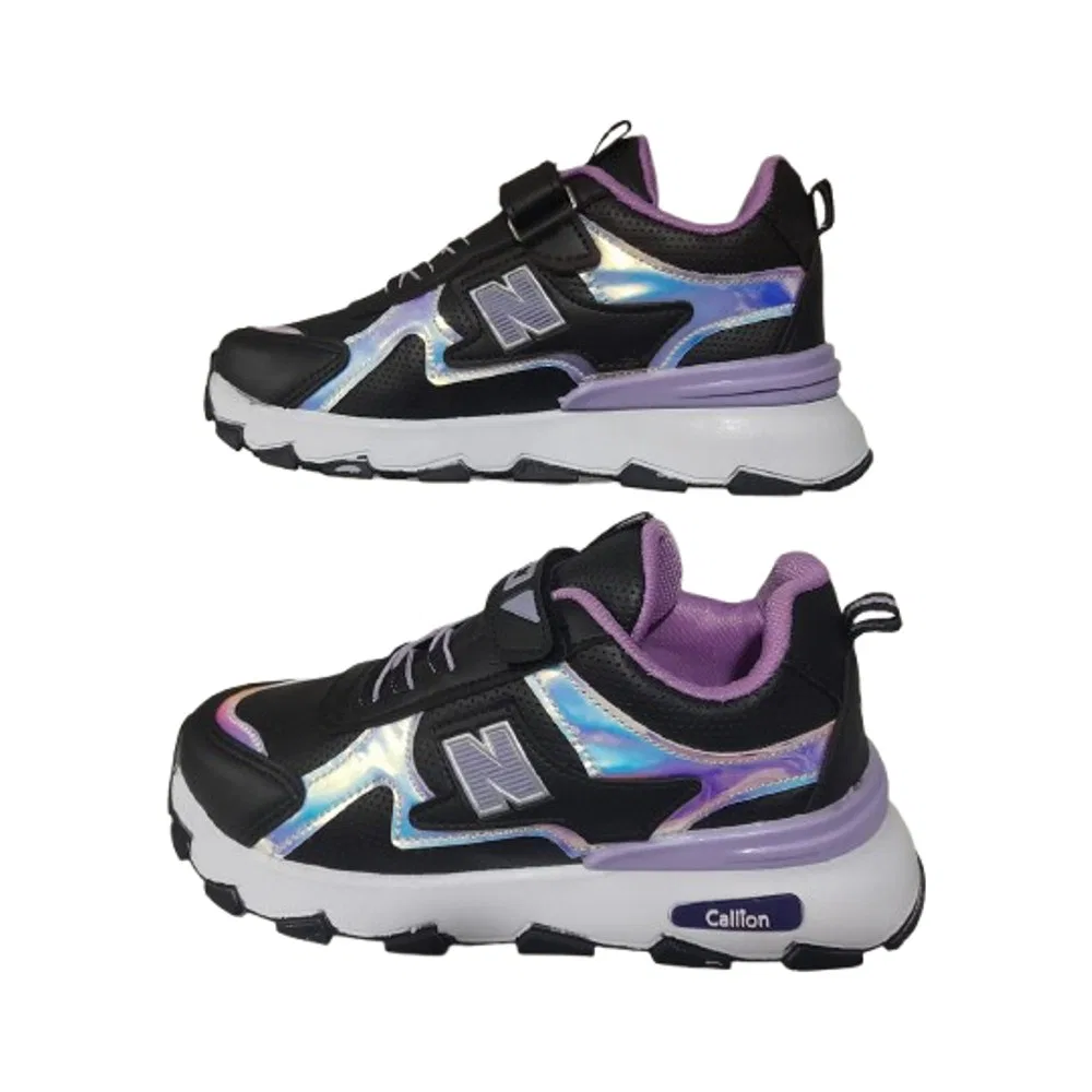 Детские спортивные кроссовки с плоской подошвой Black Lilac Callion — фото 2