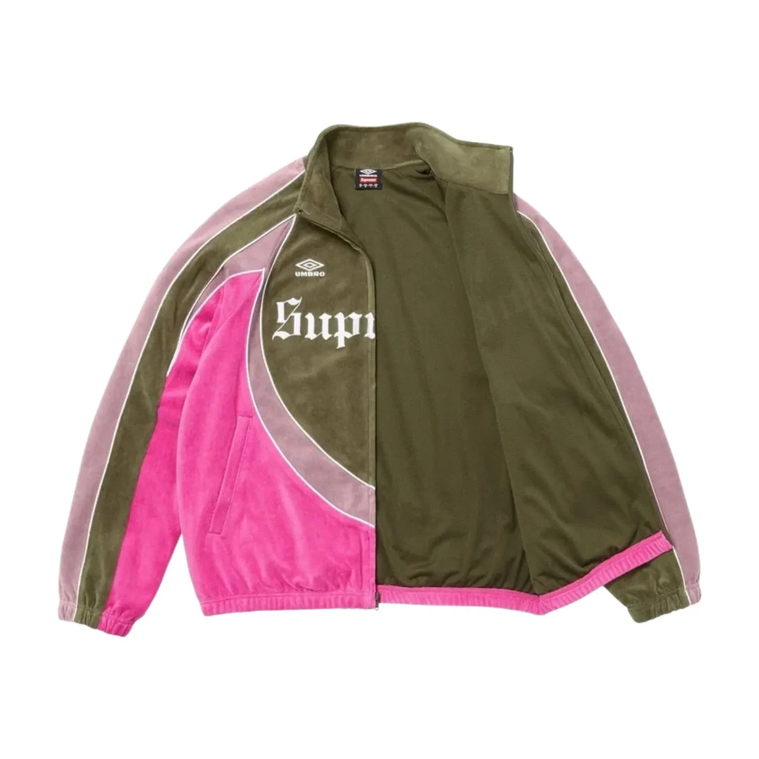 Мужская куртка FW26 x Umbro Velour Track Jacket 'Olive' Supreme, оливковый — фото 3