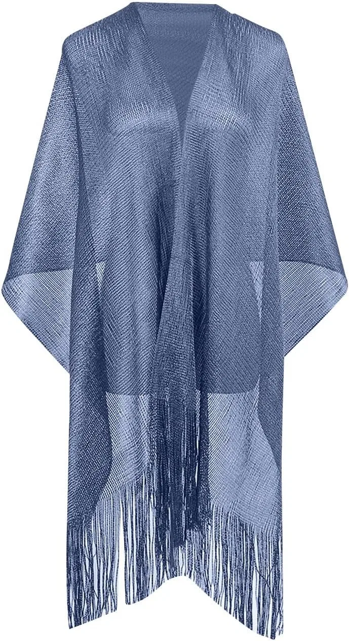 Женская пляжная накидка с бахромой Mesh Sheer Shiny, Navy