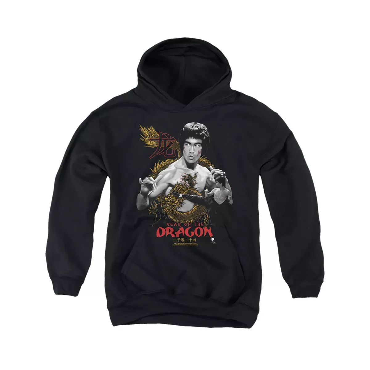 Детское худи с принтом Golden Year Of The Dragon Bruce Lee, Black