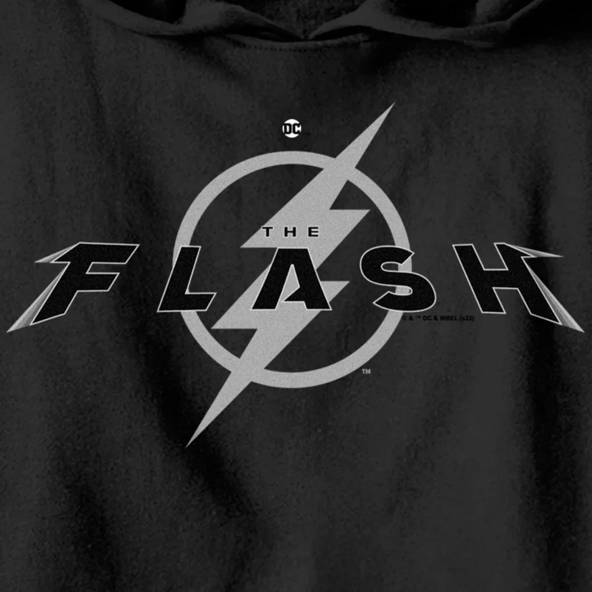 Детское худи с длинным рукавом с принтом The Flash Black Official Logo DC Comics, Black — фото 2