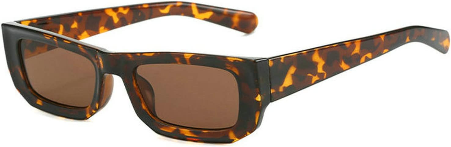 

COTIA Модные маленькие прямоугольные солнцезащитные очки для женщин с градиентными линзами, защита от УФ-излучения UV400, винтажные панк-очки для мужчин с леопардовым принтом, Leopard