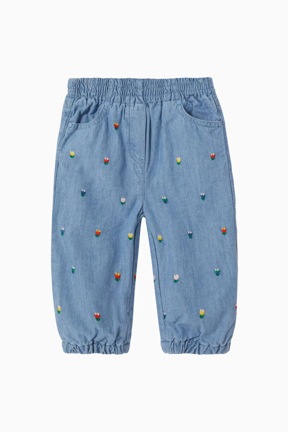 Джинсы с вышивкой тюльпанов Tulip Embroidered Denim Jeans Stella McCartney