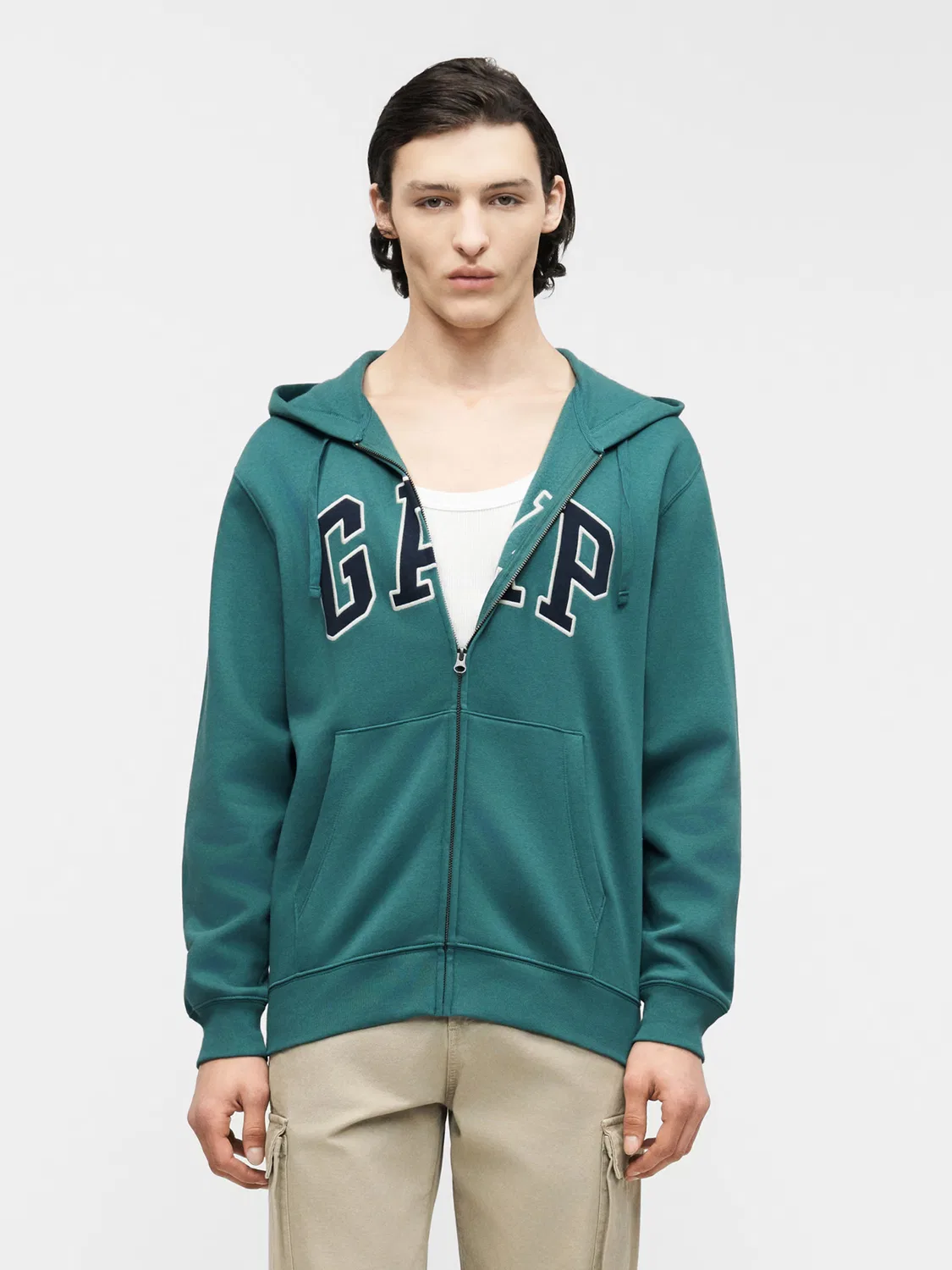 Толстовка на молнии Gap HERITAGE изумрудного цвета — фото 2