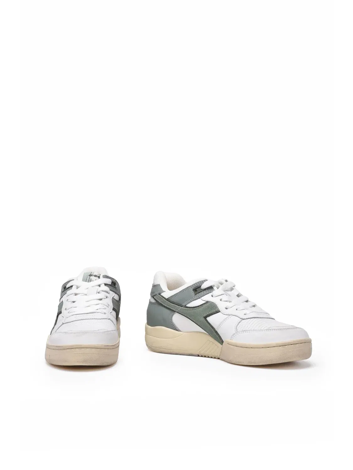 DIADORA HERITAGE Бело-зеленые кожаные кроссовки B.560 — фото 2