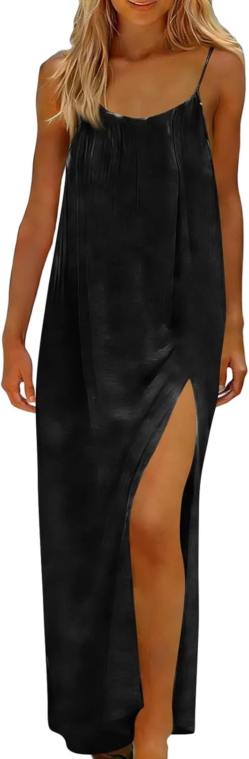 Женское пляжное платье на бретелях с открытой спиной, Black — фото 2