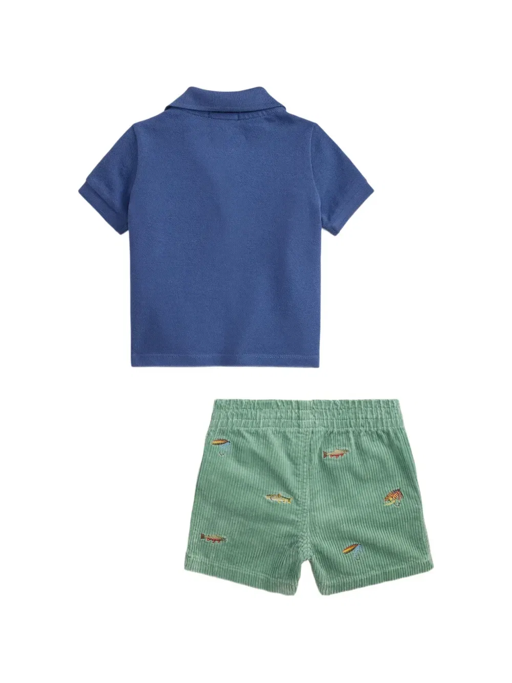 Комплект из рубашки поло и шортов с вышитым логотипом Polo Ralph Lauren Kids, синий — фото 2