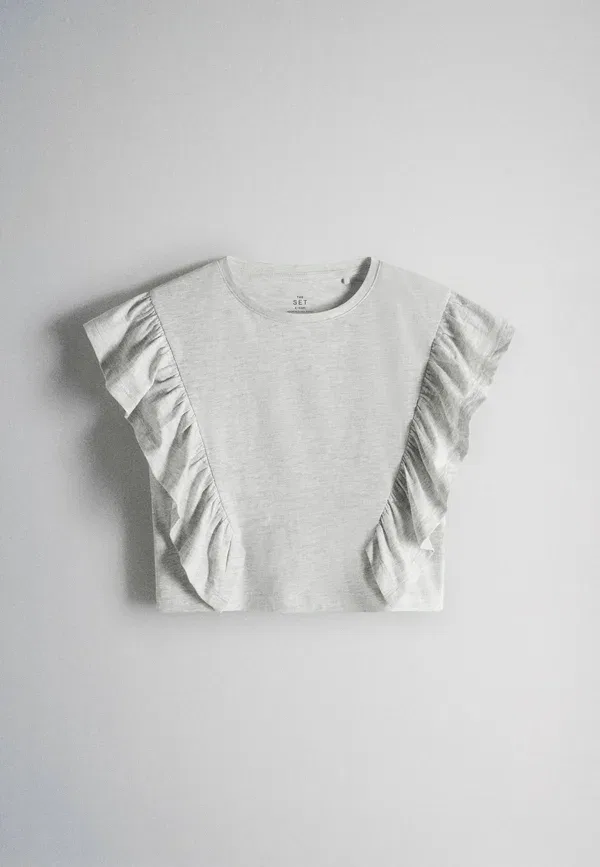 Футболки джерси с рюшами, 4 шт, Regular Fit, The Set, Pink, White, Brown, Grey Marl, белый/розовый/коричневый/серый — фото 2