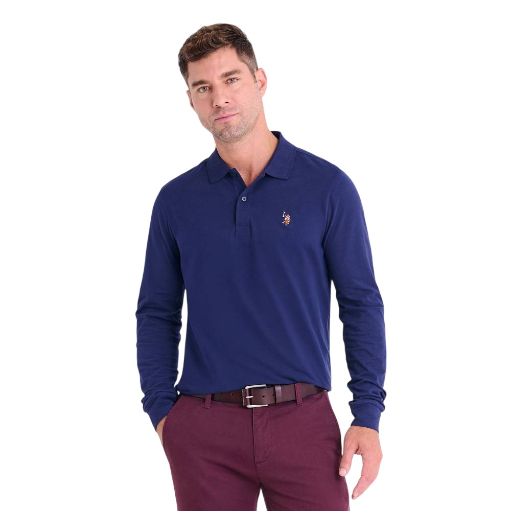 Поло лонгслив U.S. Polo Assn Peached Jersey Shirt, темно-синий