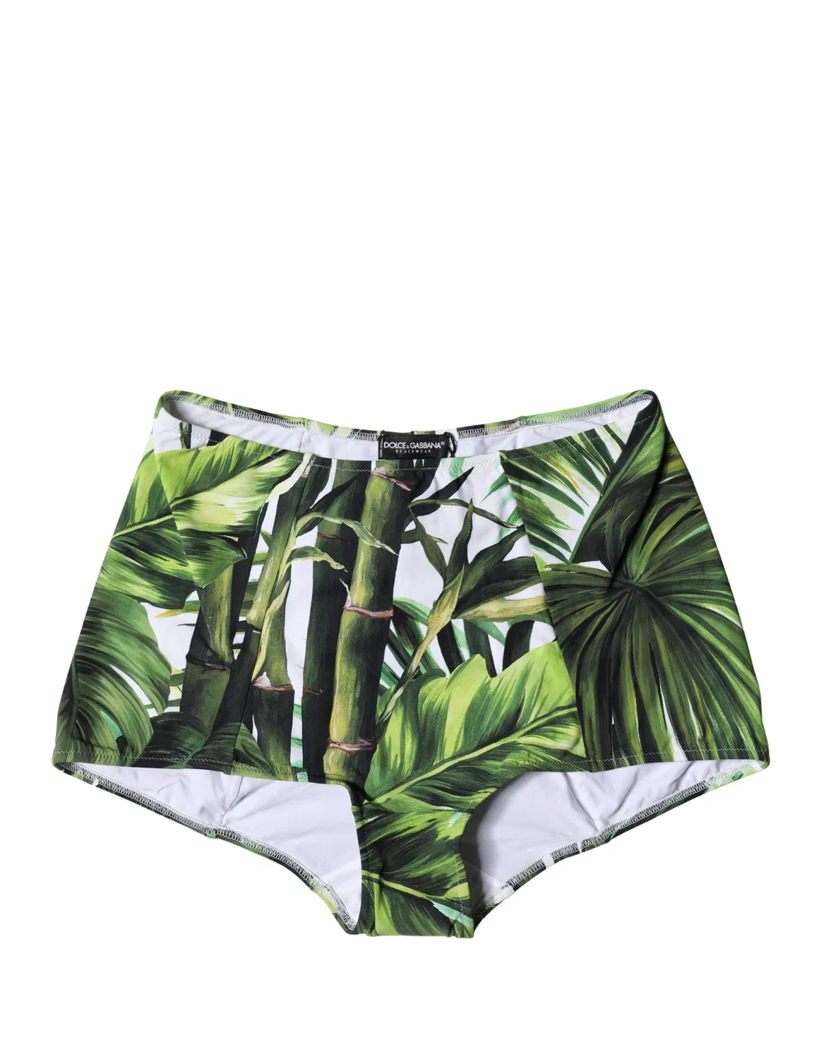 Женские плавки бикини с высокой посадкой и принтом Green Leaf Print Dolce & Gabbana, Green