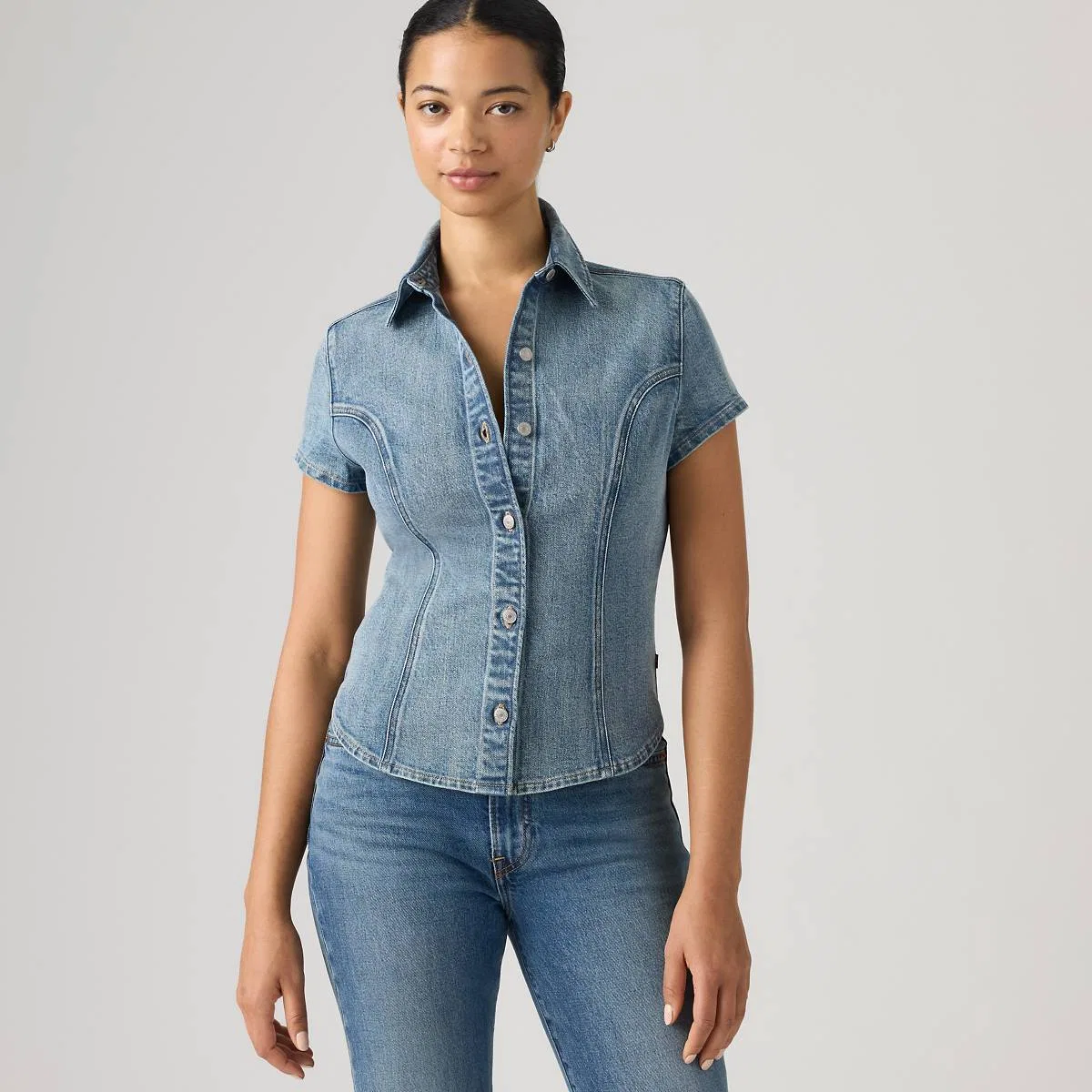 Джинсовая рубашка с коротким рукавом Levi's, Hazy Days - Medium Wash