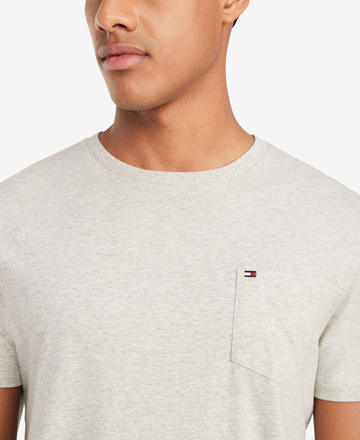 Мужская футболка big & tall tommy с круглым вырезом и карманами Tommy Hilfiger, светло-серый — фото 4