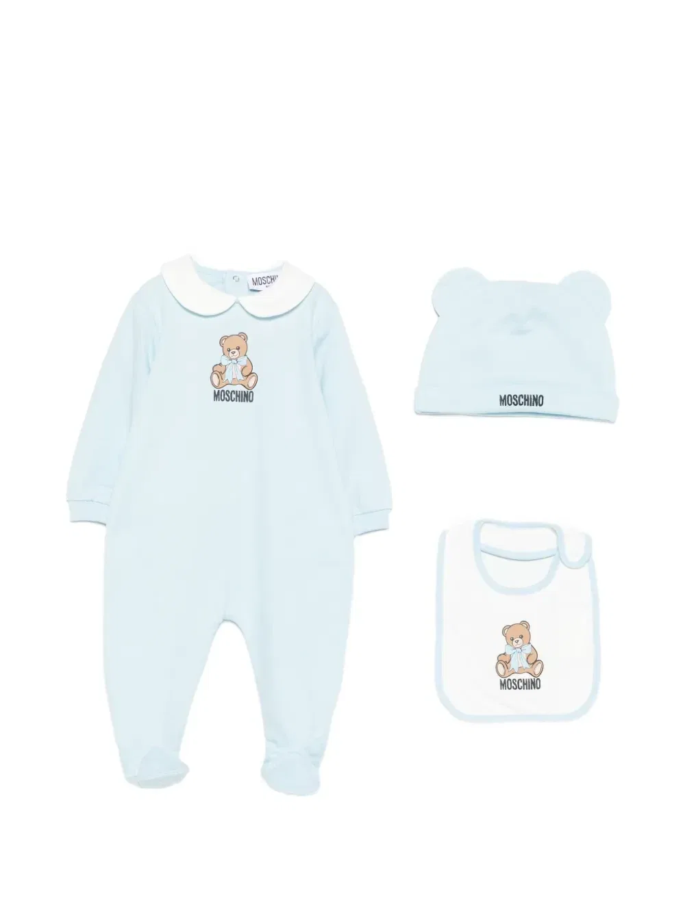 Комплект для новорожденных с принтом-логотипом Moschino Kids, синий