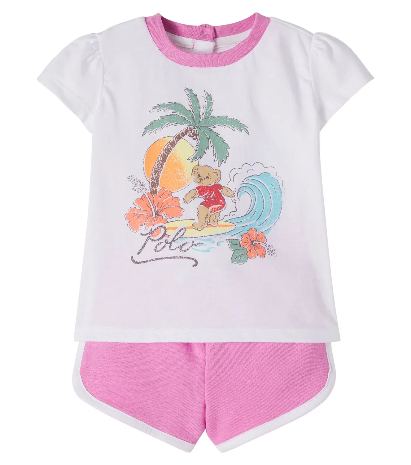 Комплект из футболки и шорт Polo Bear хлопковый Polo Ralph Lauren Kids, белый