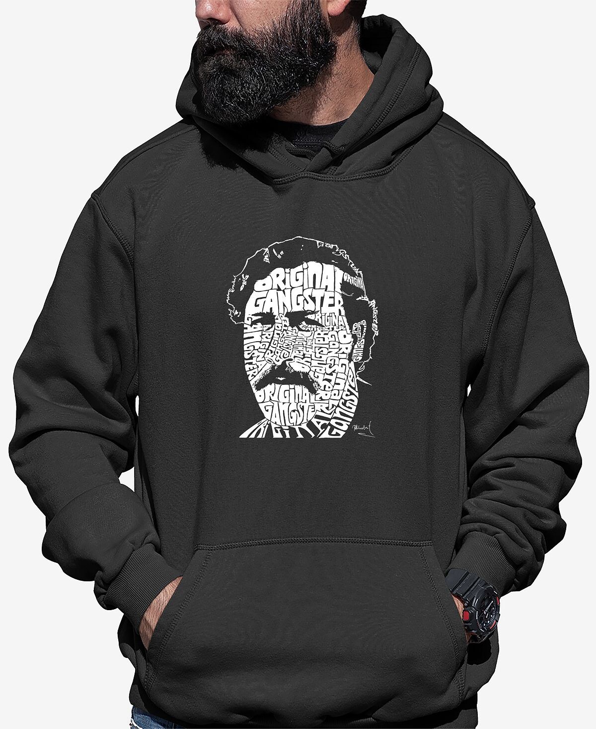 

Мужская толстовка с капюшоном word art pablo escobar LA Pop Art, темно-серый