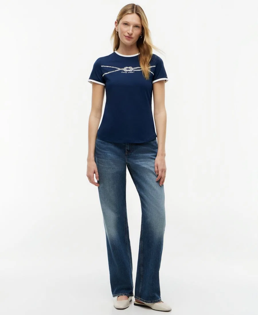 Футболка с контрастной окантовкой Tommy Hilfiger, Dark Night Navy — фото 2