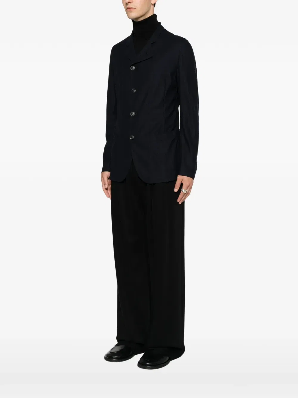 Шерстяная куртка на пуговицах Emporio Armani, синий — фото 3