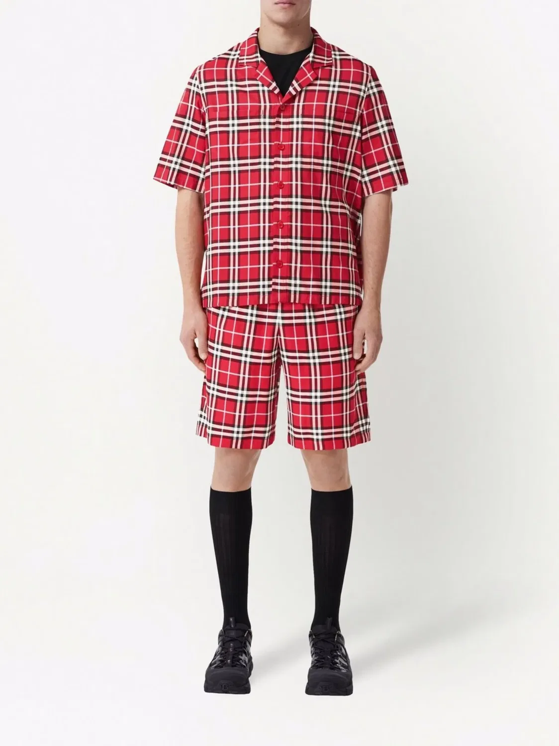 Спортивные шорты в клетку Burberry, красный — фото 2
