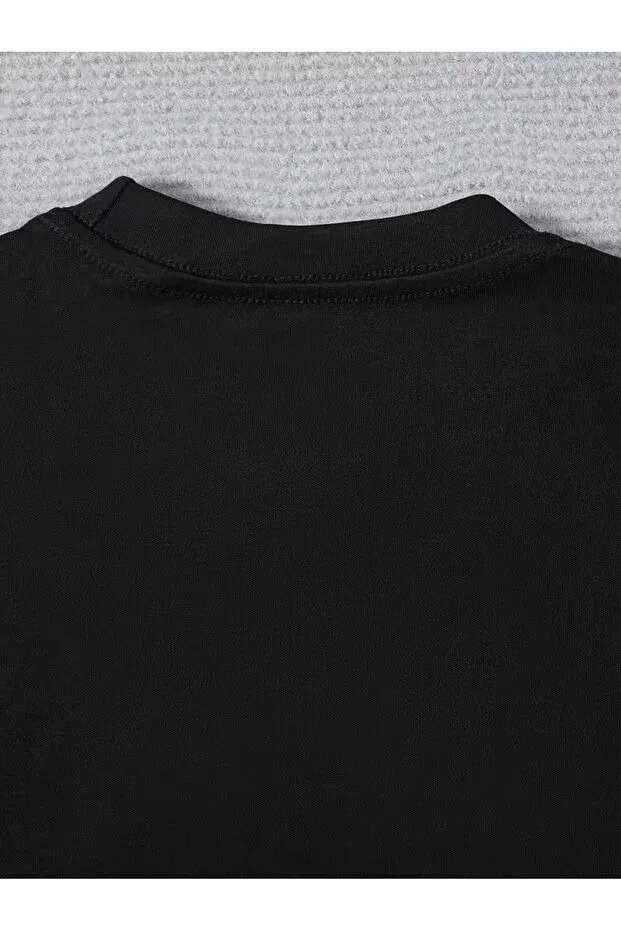 Детская футболка с принтом для девочек Girls' Floral Print Long Sleeve T-Shirt Haha, Black — фото 4