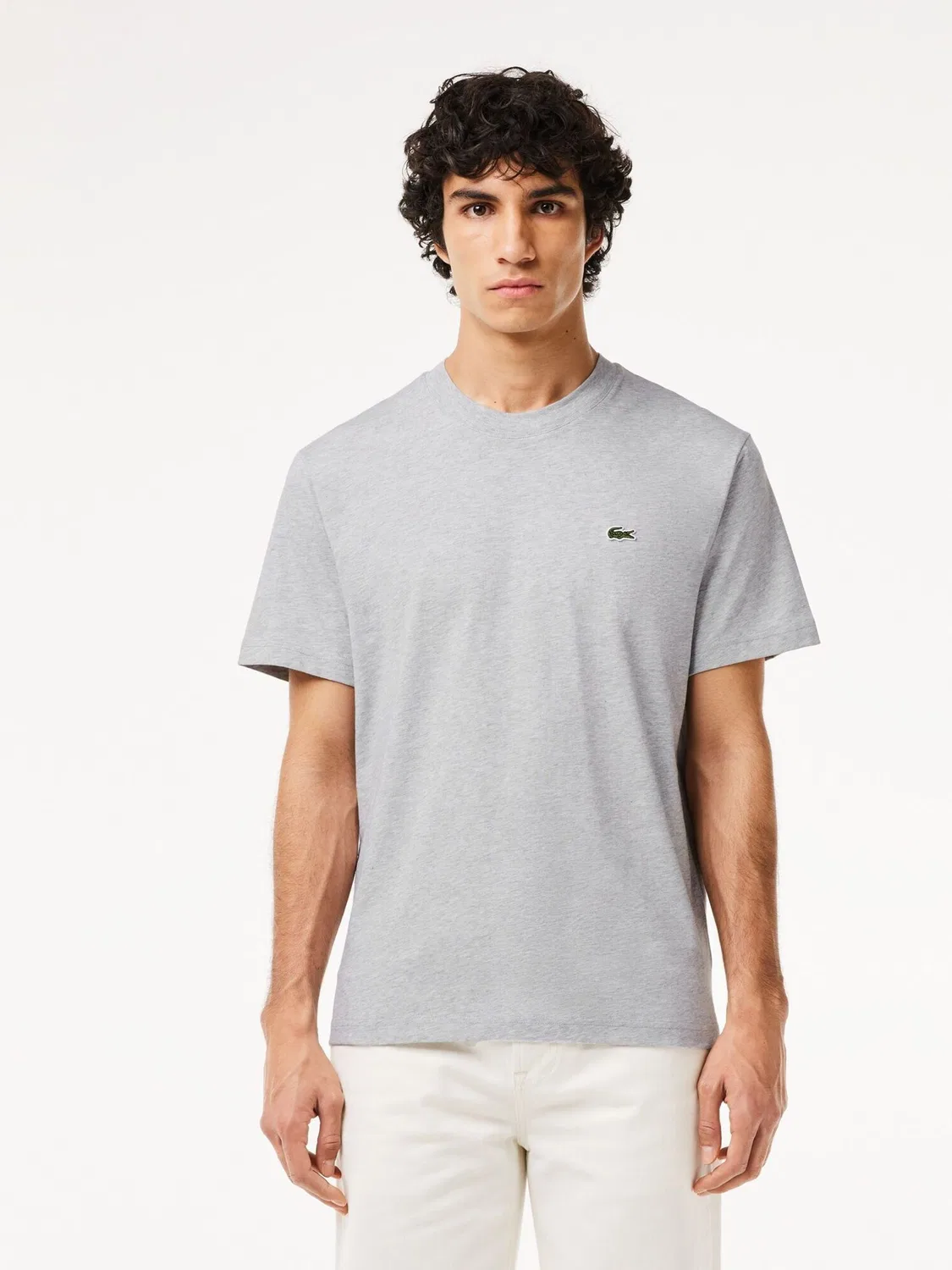 Lacoste Серая хлопковая футболка свободного кроя средней плотности из джерси